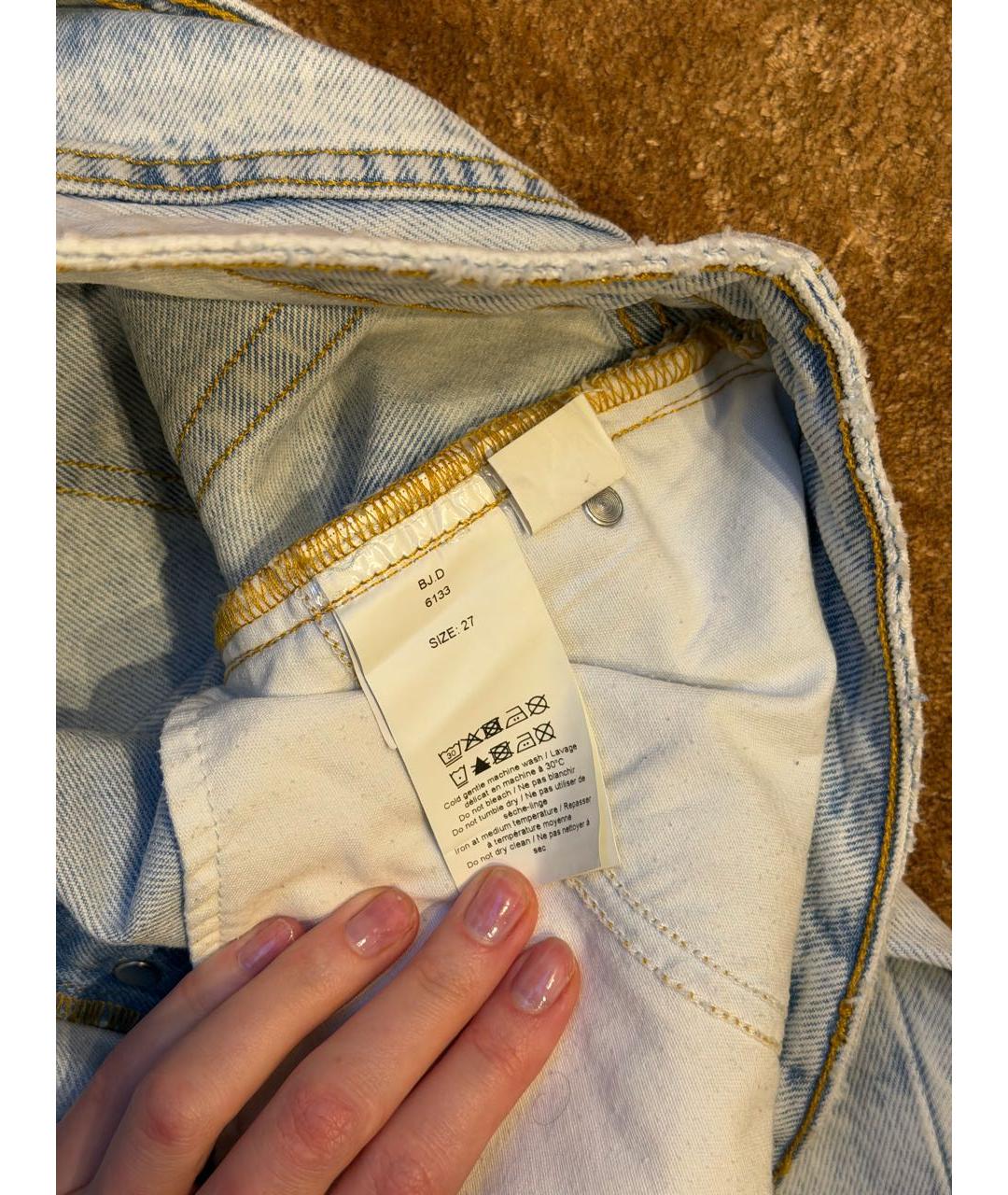 GANNI Голубые хлопковые прямые джинсы, фото 3