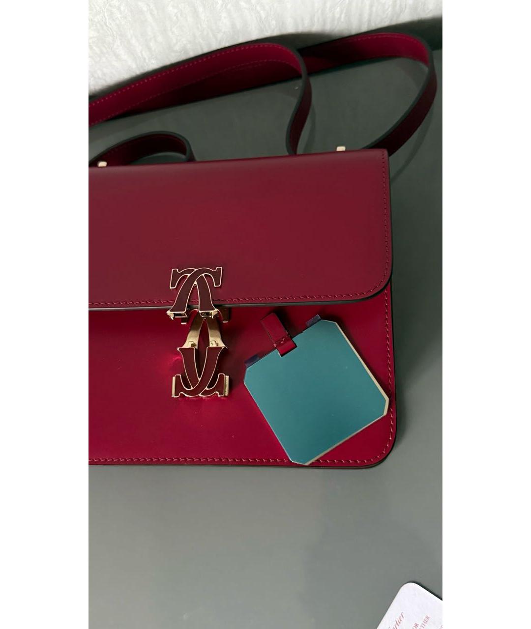 CARTIER Бордовая кожаная сумка через плечо, фото 7