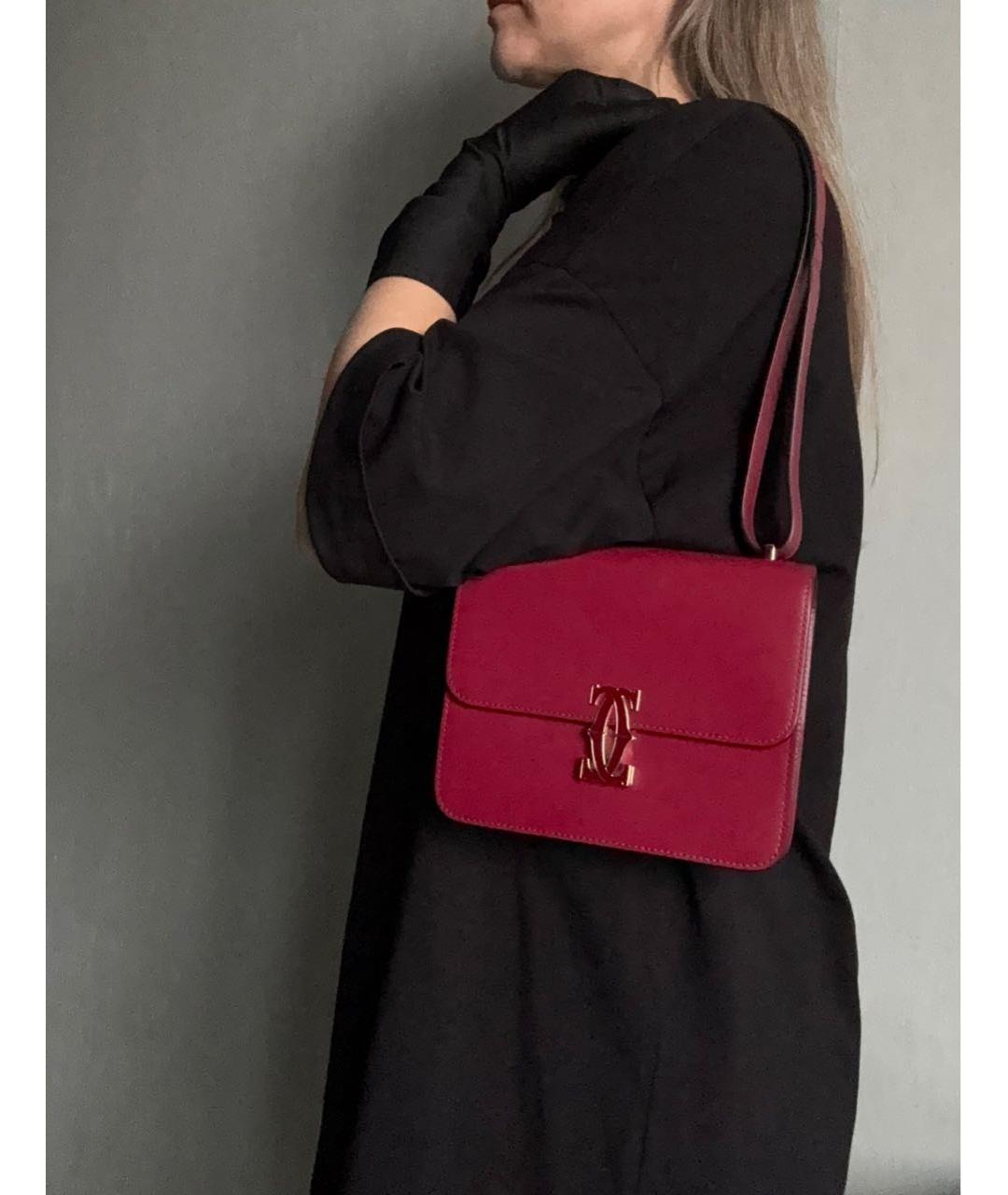 CARTIER Бордовая кожаная сумка через плечо, фото 5