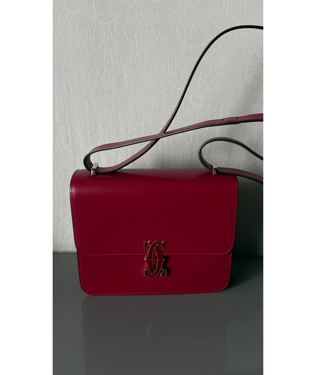 CARTIER Бордовая кожаная сумка через плечо, фото 9
