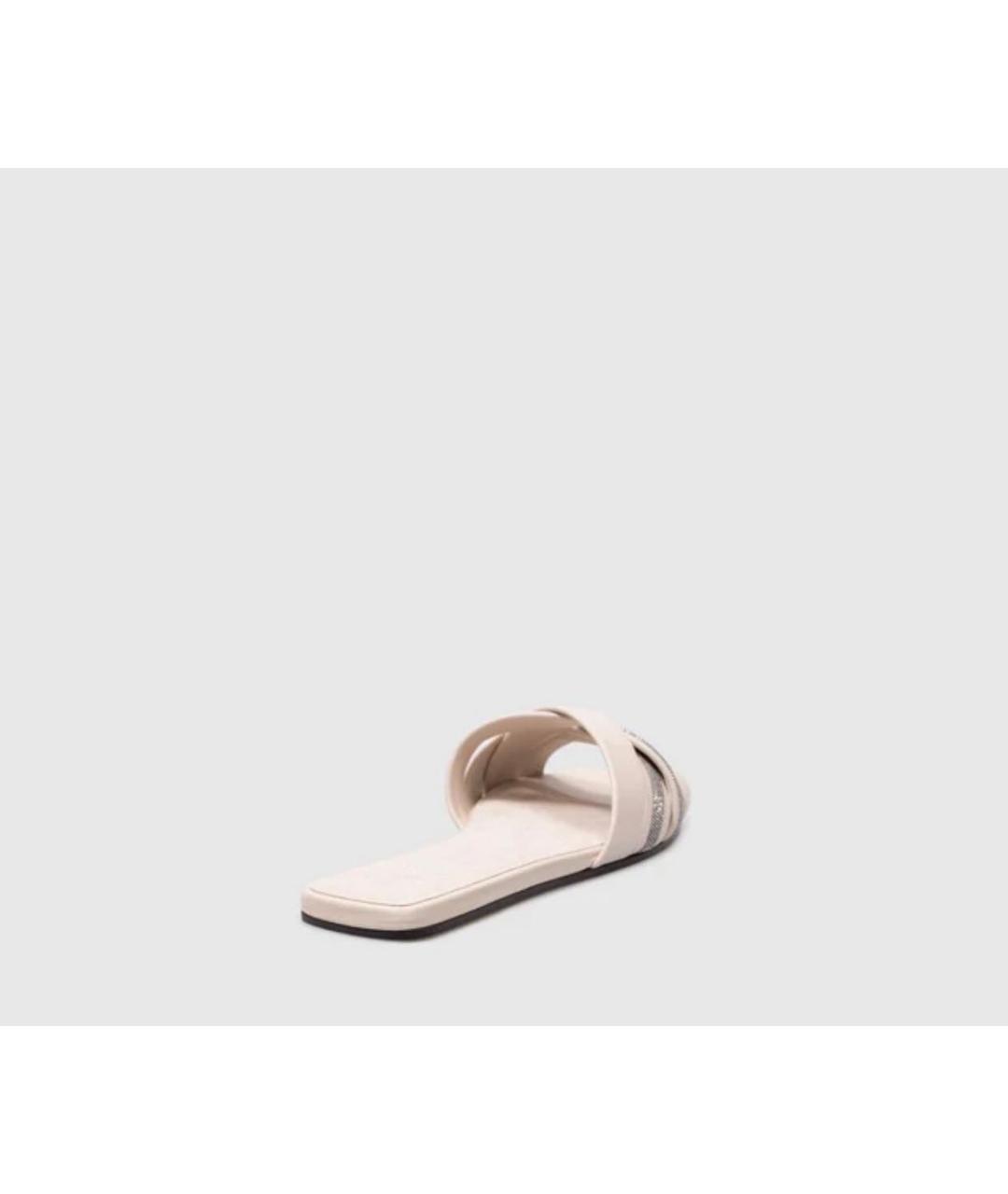 BRUNELLO CUCINELLI Белые кожаные шлепанцы, фото 4