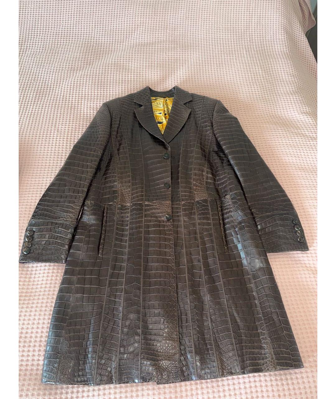 ZILLI Коричневый тренч / плащ из экзотической кожи, фото 7