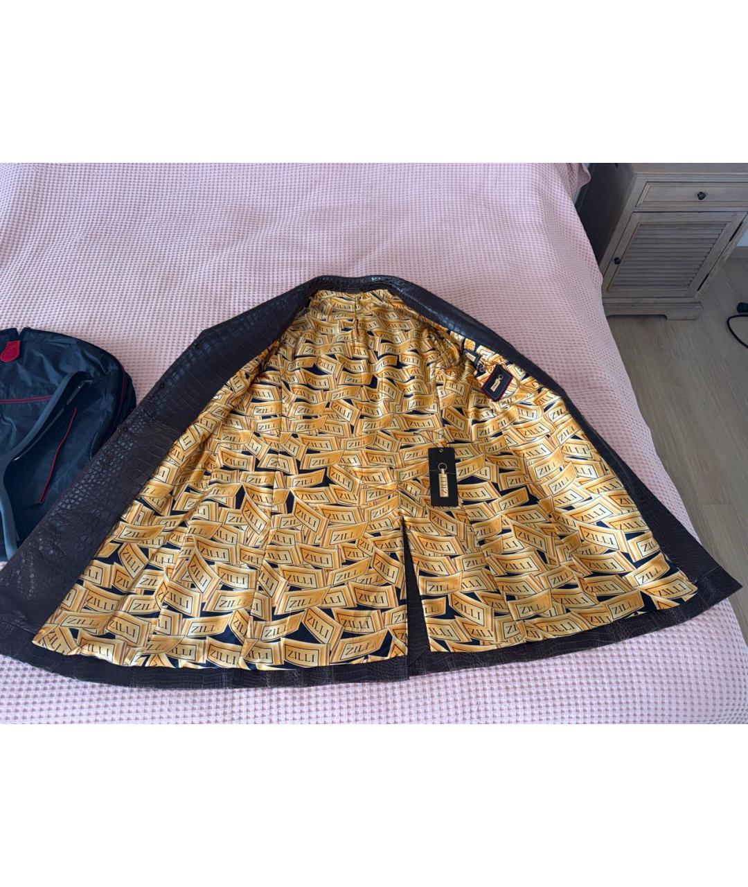 ZILLI Коричневый тренч / плащ из экзотической кожи, фото 3