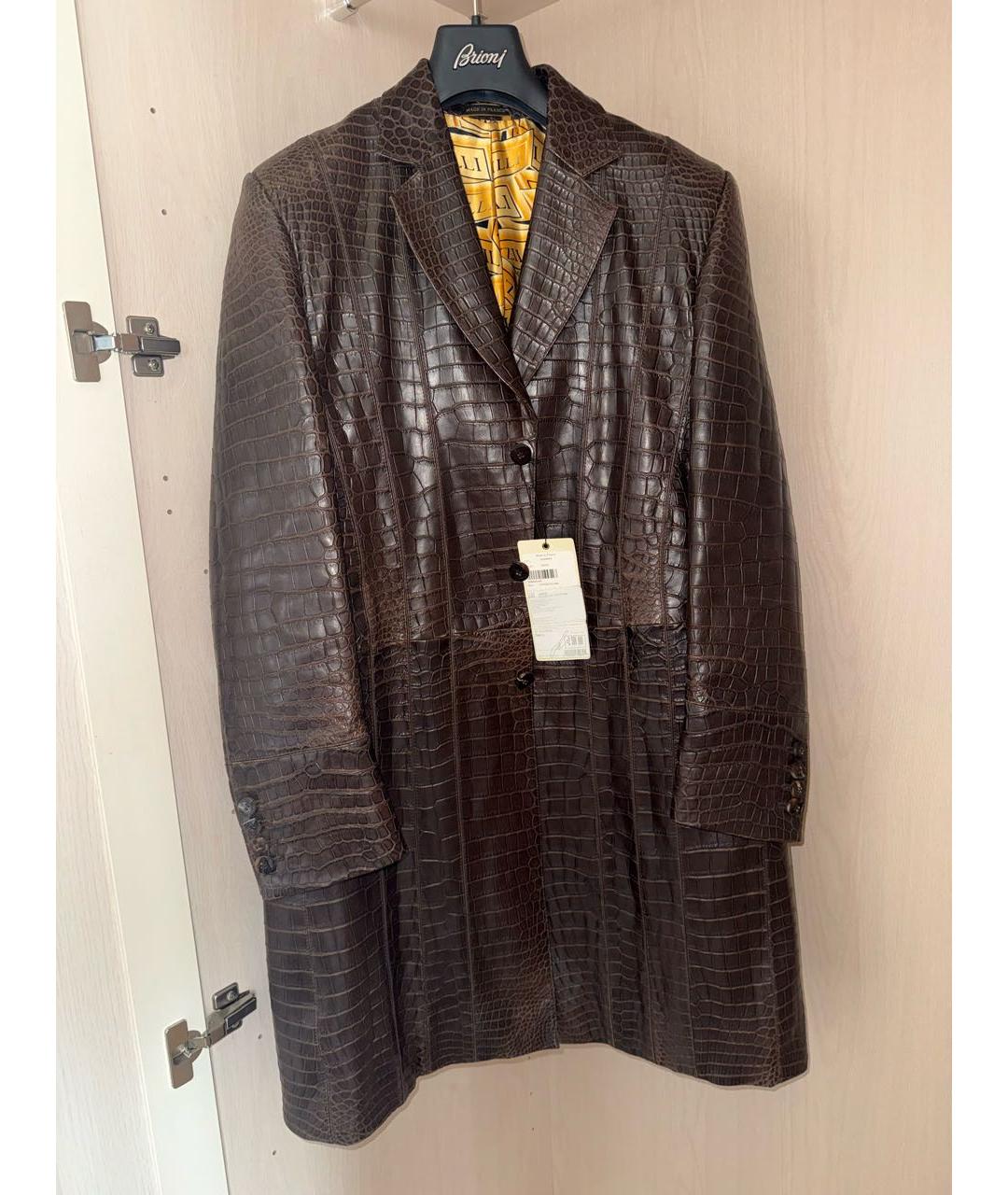 ZILLI Коричневый тренч / плащ из экзотической кожи, фото 9