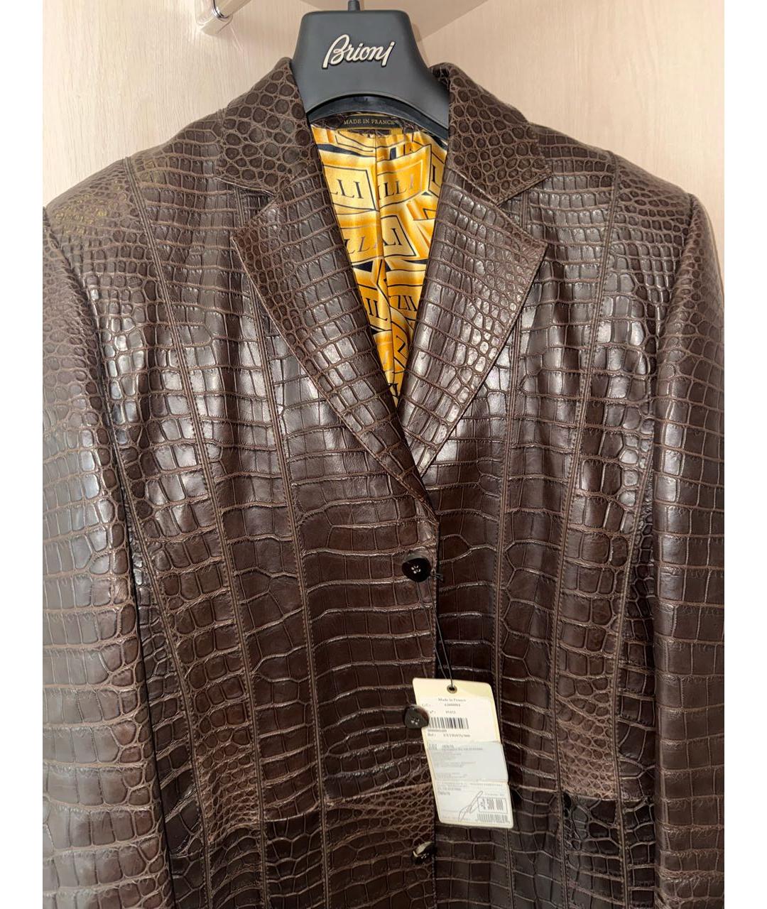 ZILLI Коричневый тренч / плащ из экзотической кожи, фото 4