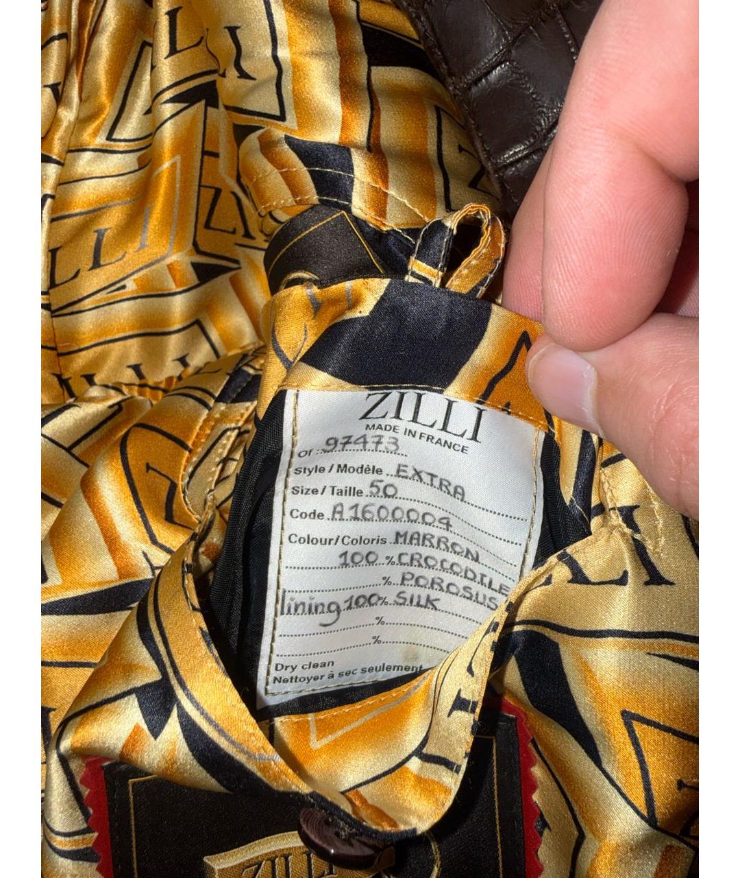 ZILLI Коричневый тренч / плащ из экзотической кожи, фото 5