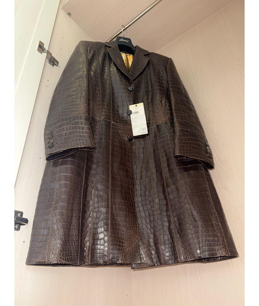 ZILLI Коричневый тренч / плащ из экзотической кожи, фото 6