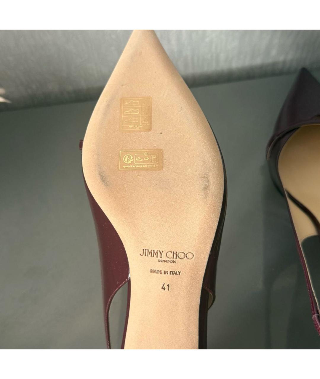 MIU MIU Бордовые лодочки на низком каблуке из лакированной кожи, фото 6