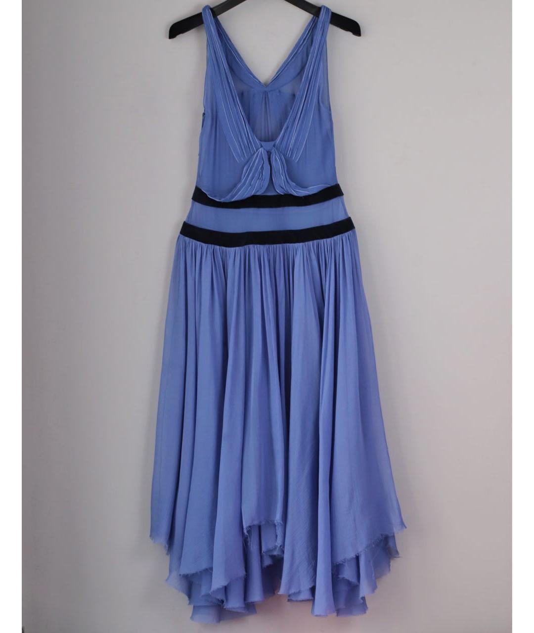CHLOE Синее шелковое коктейльное платье, фото 2