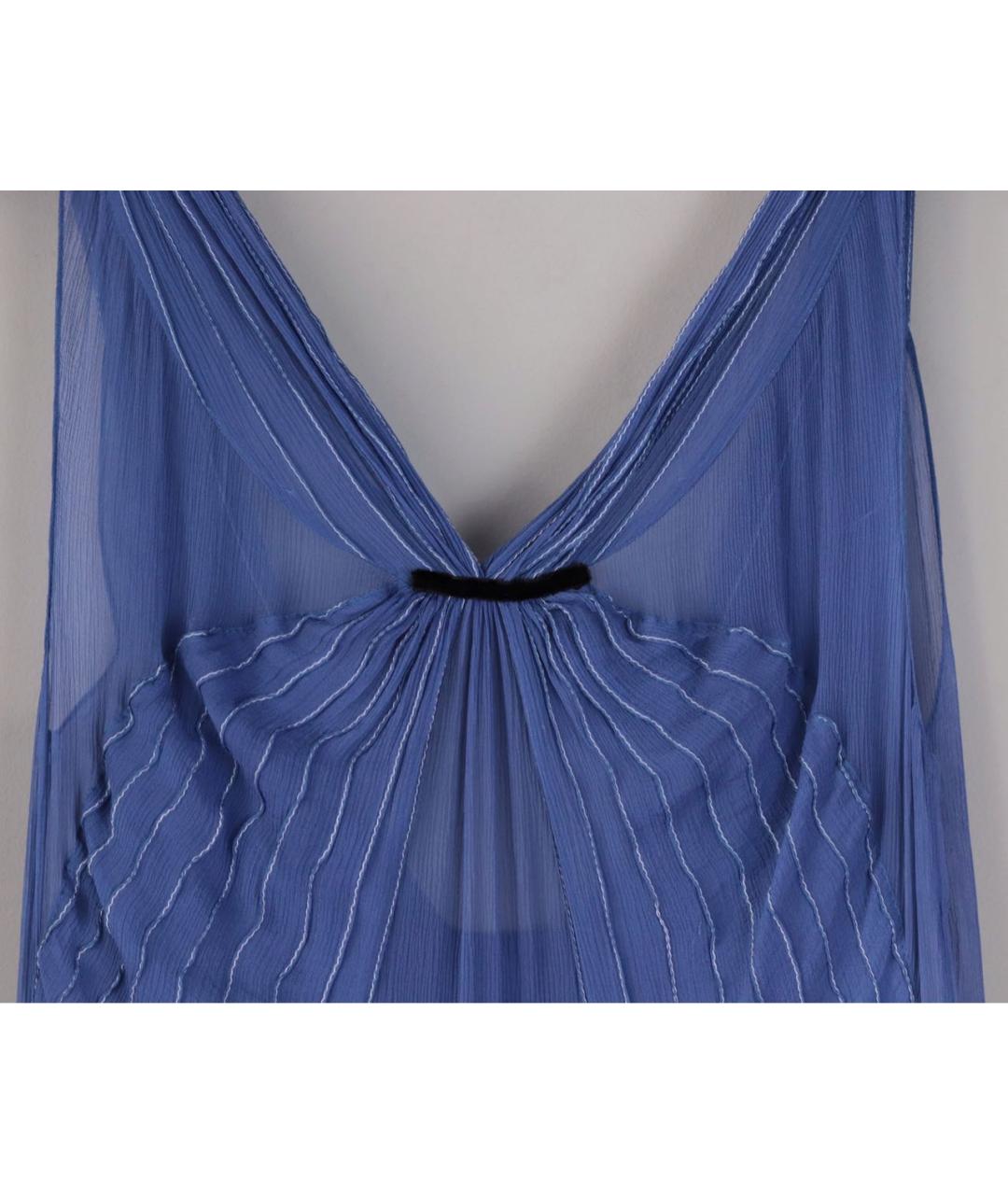 CHLOE Синее шелковое коктейльное платье, фото 4