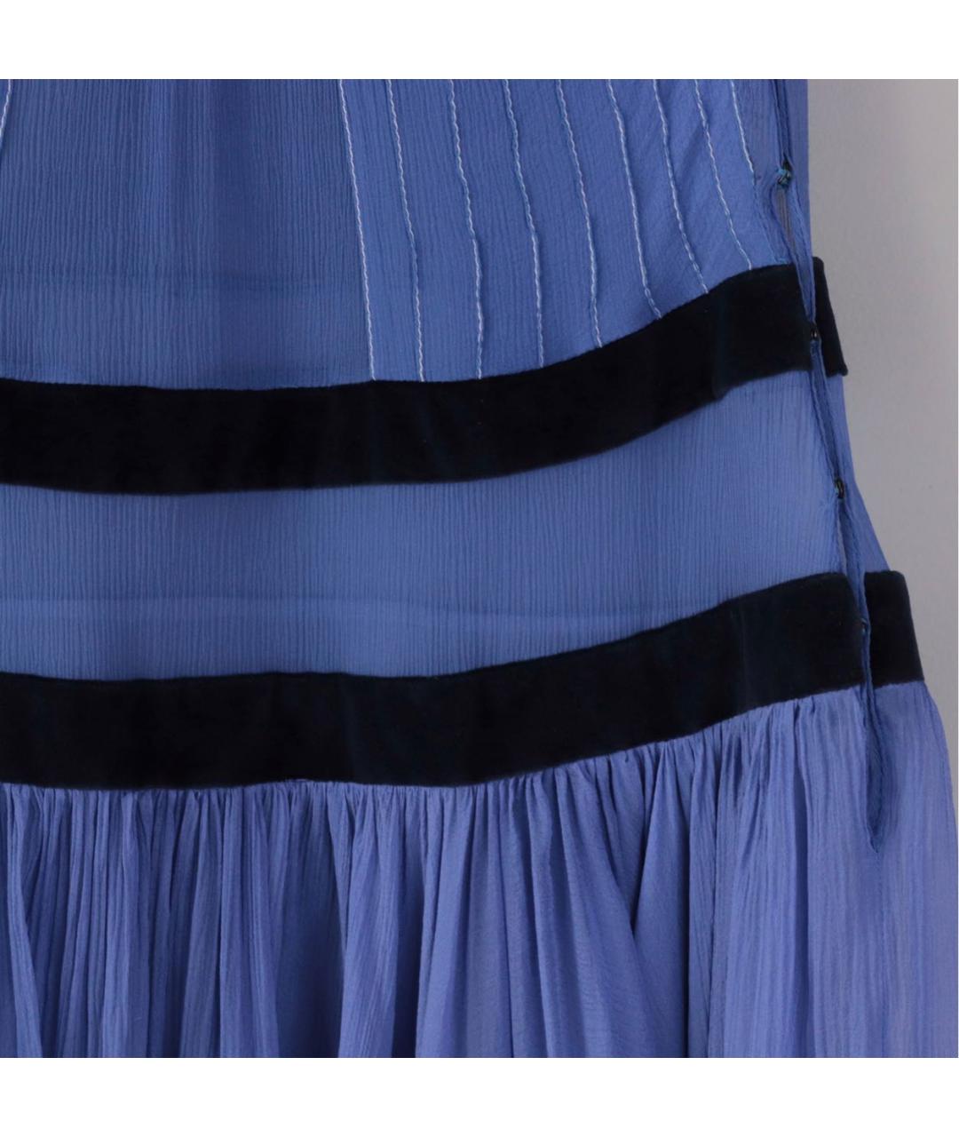 CHLOE Синее шелковое коктейльное платье, фото 6