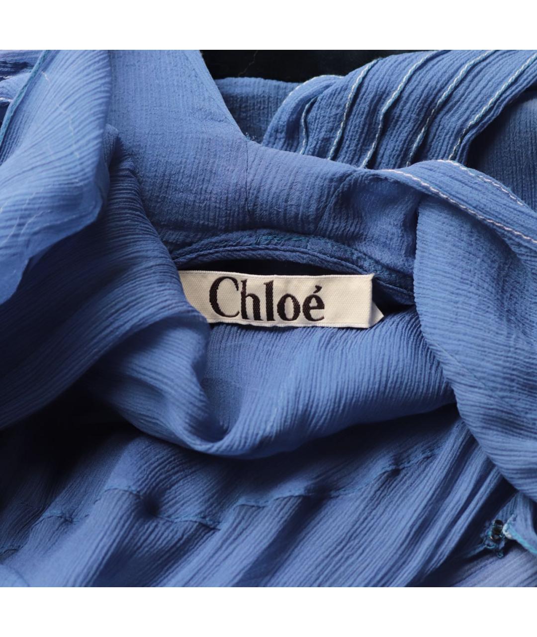 CHLOE Синее шелковое коктейльное платье, фото 3
