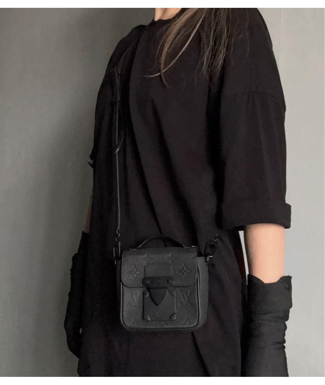 LOUIS VUITTON Черная кожаная сумка на плечо, фото 8