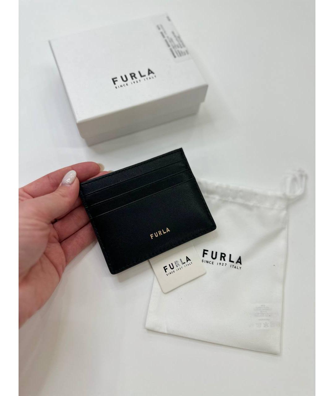 FURLA Черная кожаная визитница, фото 4