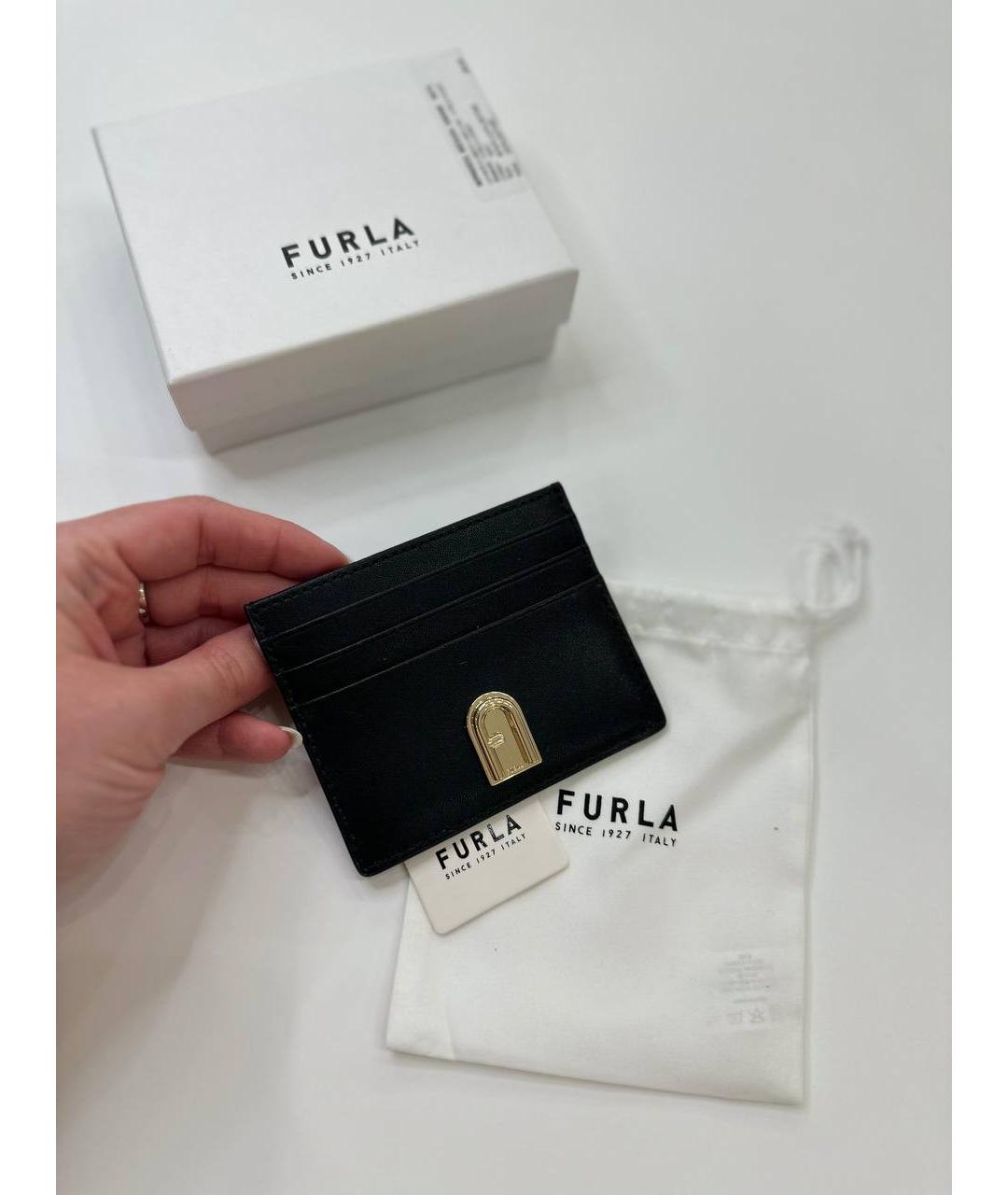 FURLA Черная кожаная визитница, фото 5