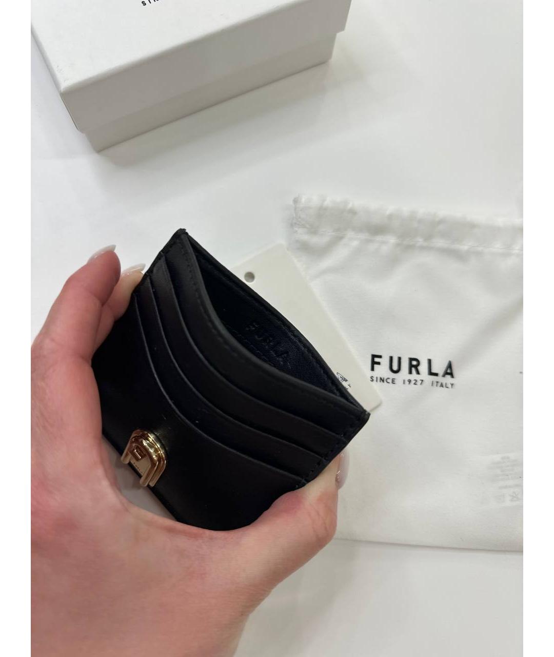 FURLA Черная кожаная визитница, фото 3