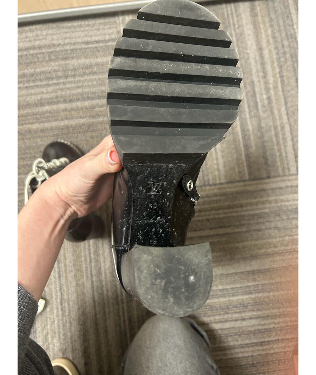 LOUIS VUITTON Черные кожаные ботильоны, фото 7