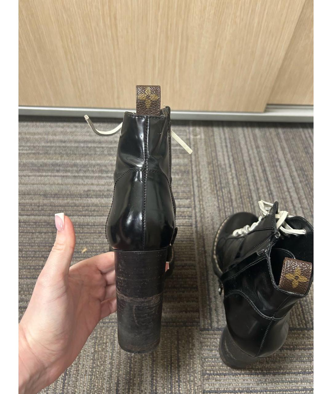 LOUIS VUITTON Черные кожаные ботильоны, фото 6