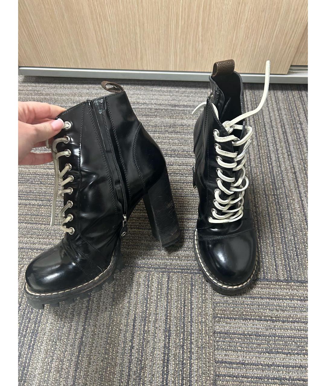LOUIS VUITTON Черные кожаные ботильоны, фото 8