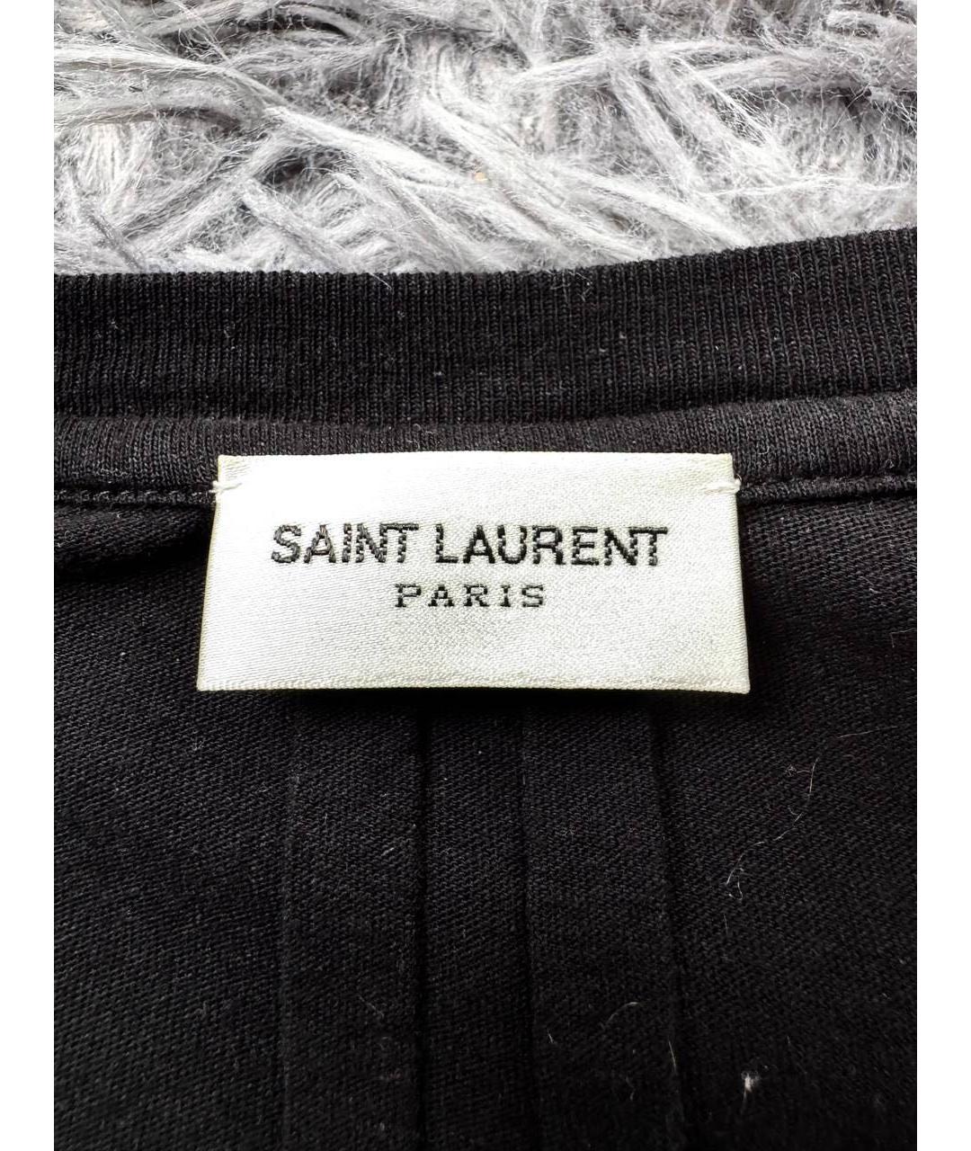 SAINT LAURENT Черная хлопковая майка, фото 4