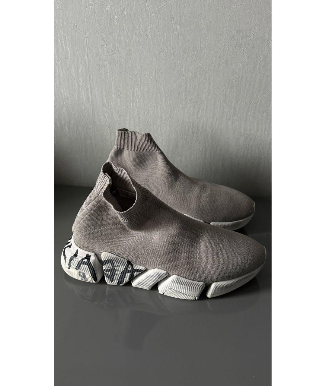 BALENCIAGA Серые текстильные высокие кроссовки / кеды, фото 4