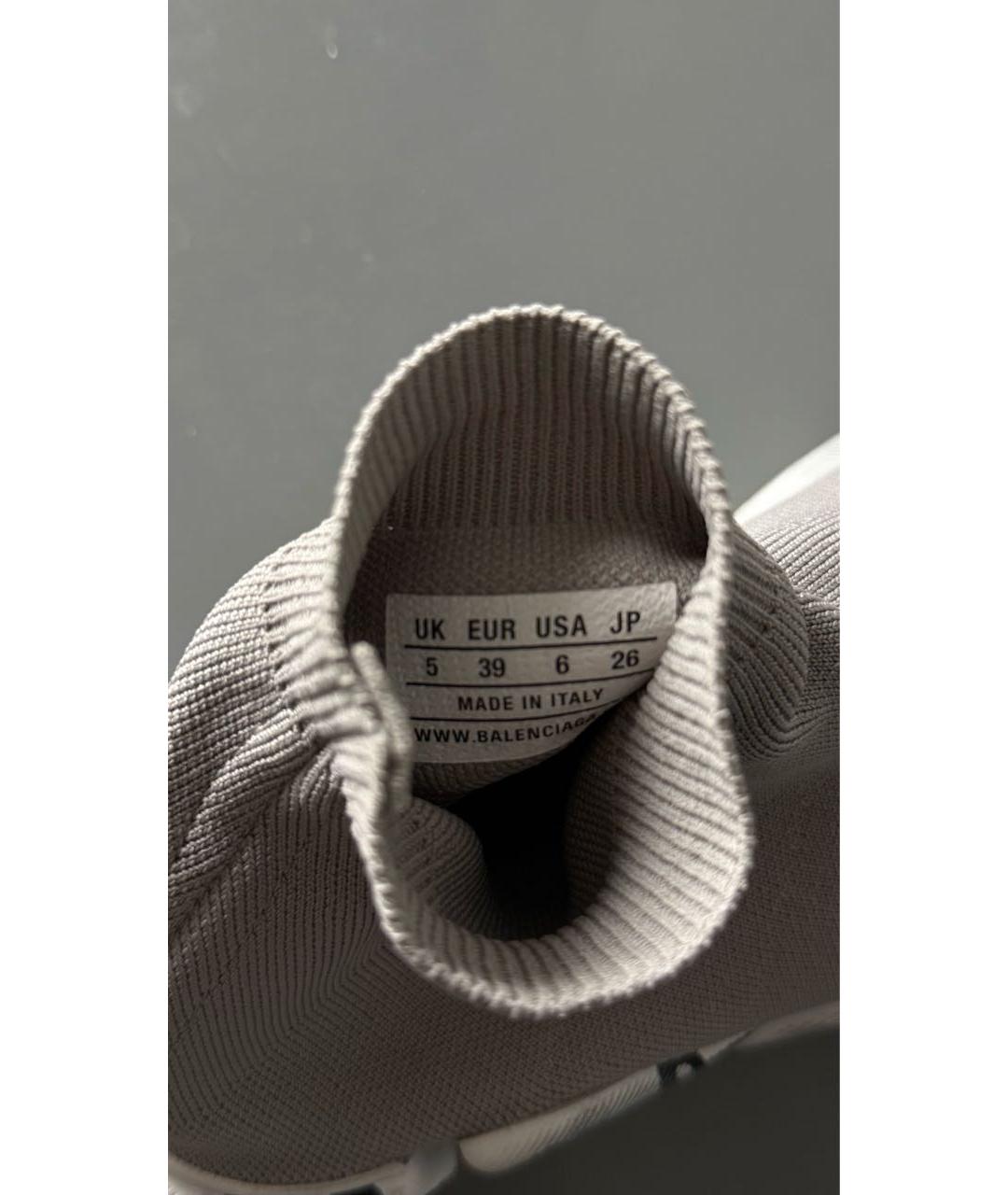 BALENCIAGA Серые текстильные высокие кроссовки / кеды, фото 5