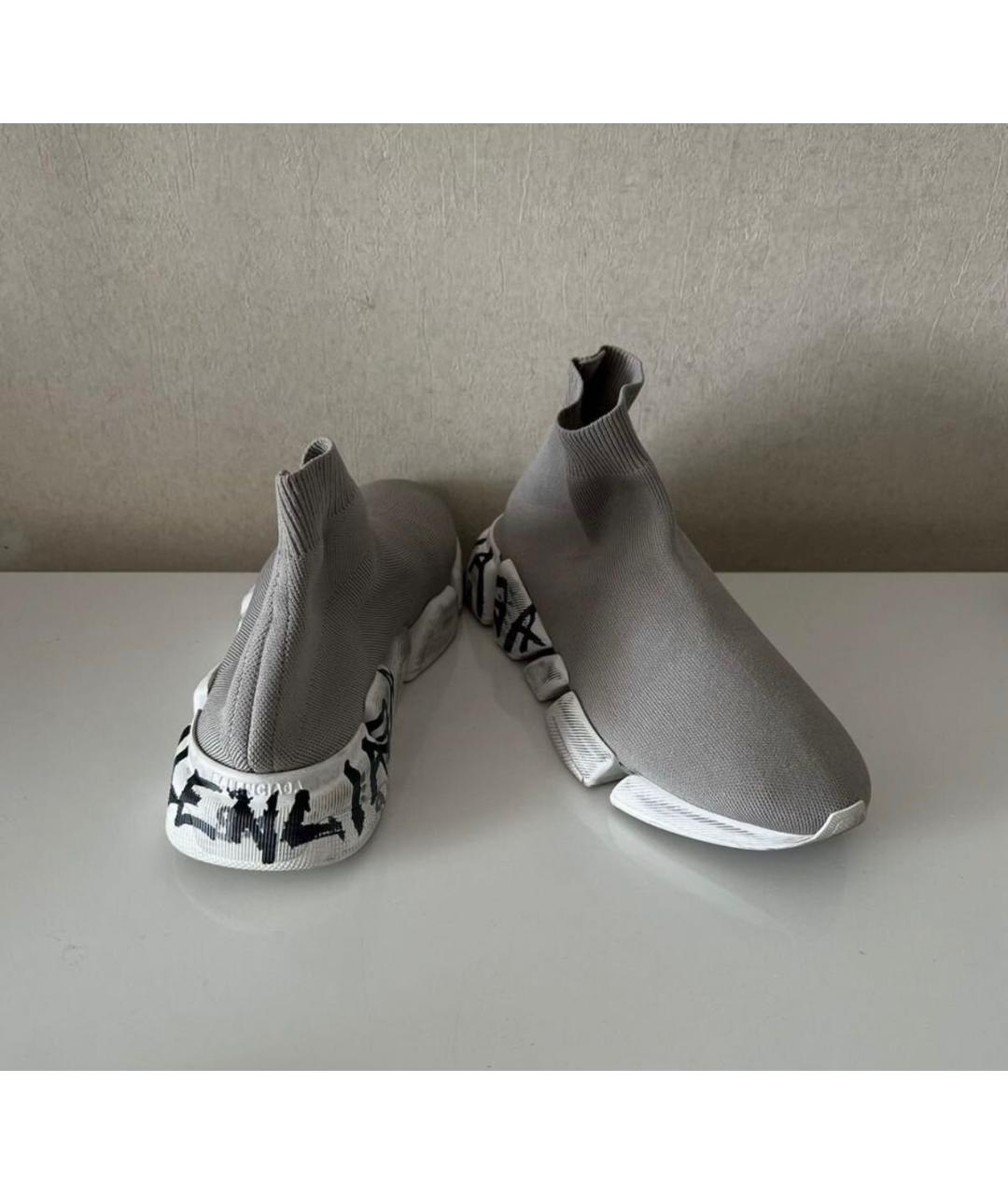 BALENCIAGA Серые текстильные высокие кроссовки / кеды, фото 7