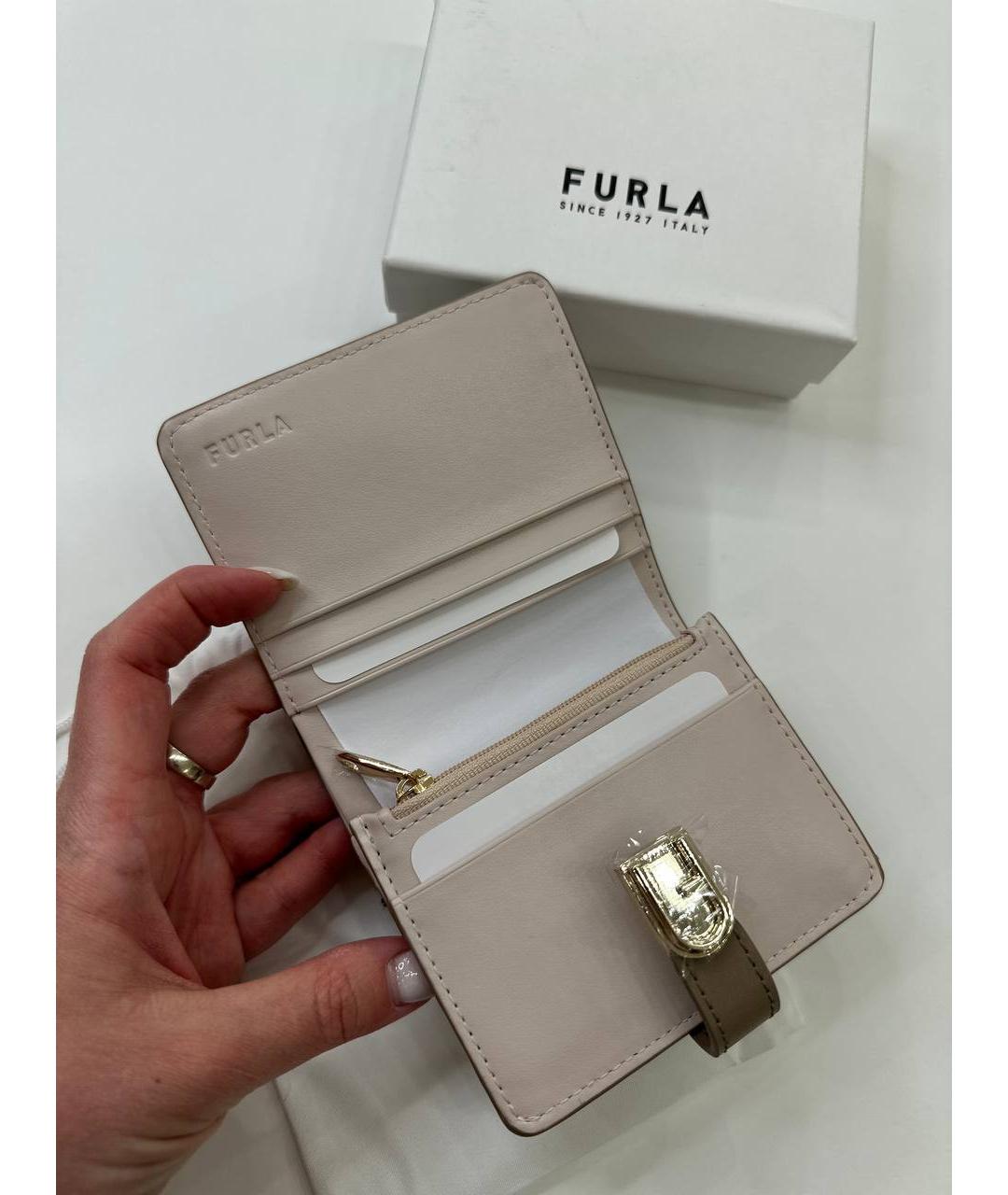 FURLA Бежевый кожаный кошелек, фото 7