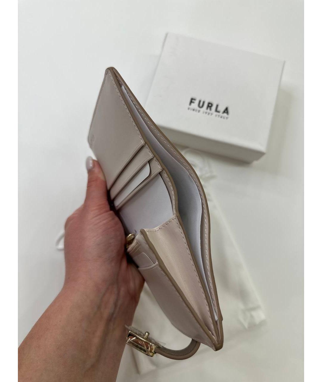 FURLA Бежевый кожаный кошелек, фото 8