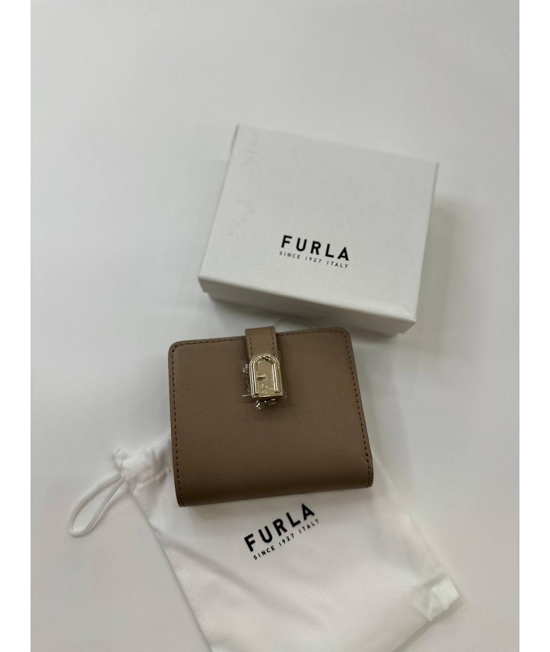 FURLA Бежевый кожаный кошелек, фото 6