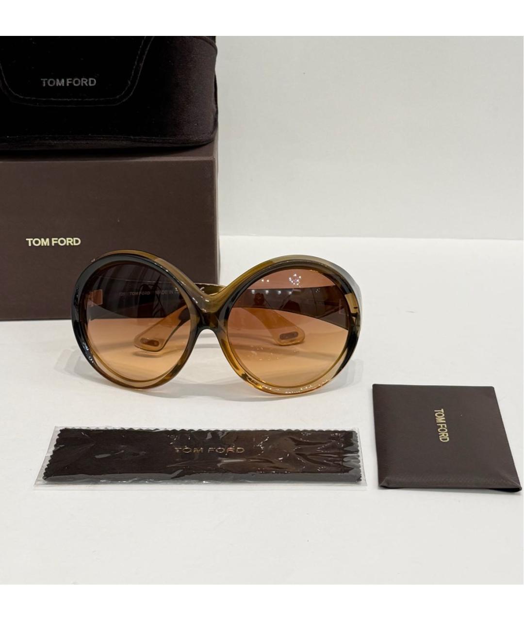 TOM FORD Коричневые пластиковые солнцезащитные очки, фото 3