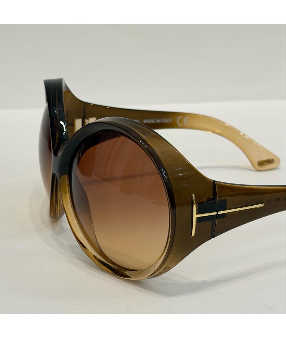TOM FORD Коричневые пластиковые солнцезащитные очки, фото 2