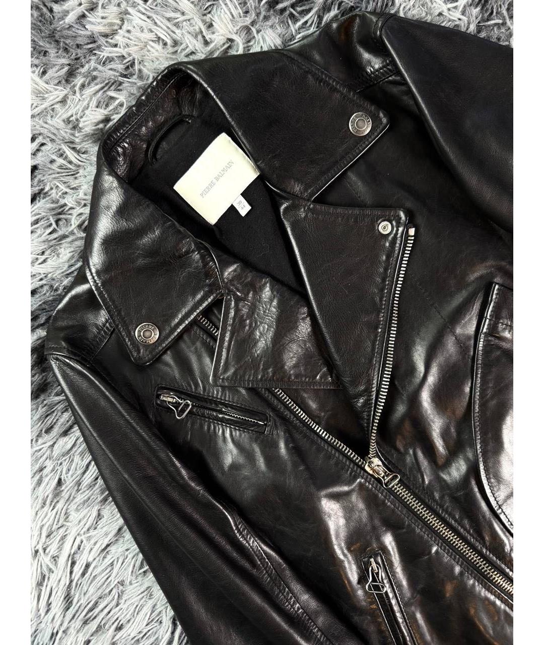 PIERRE BALMAIN Черная кожаная куртка, фото 4