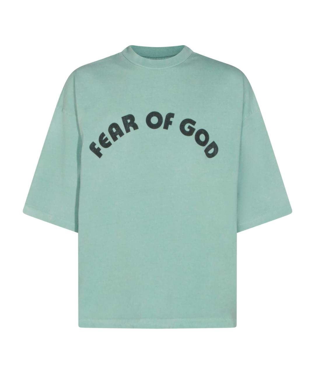 FEAR OF GOD Бирюзовая футболка, фото 1