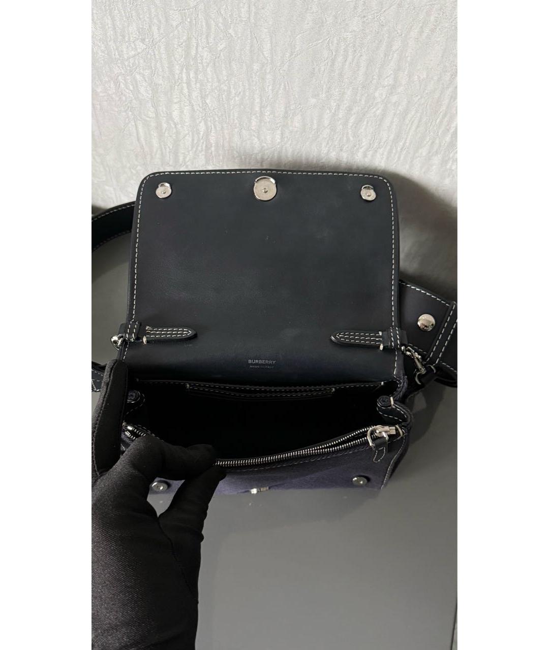 BURBERRY Темно-синяя деним сумка через плечо, фото 7