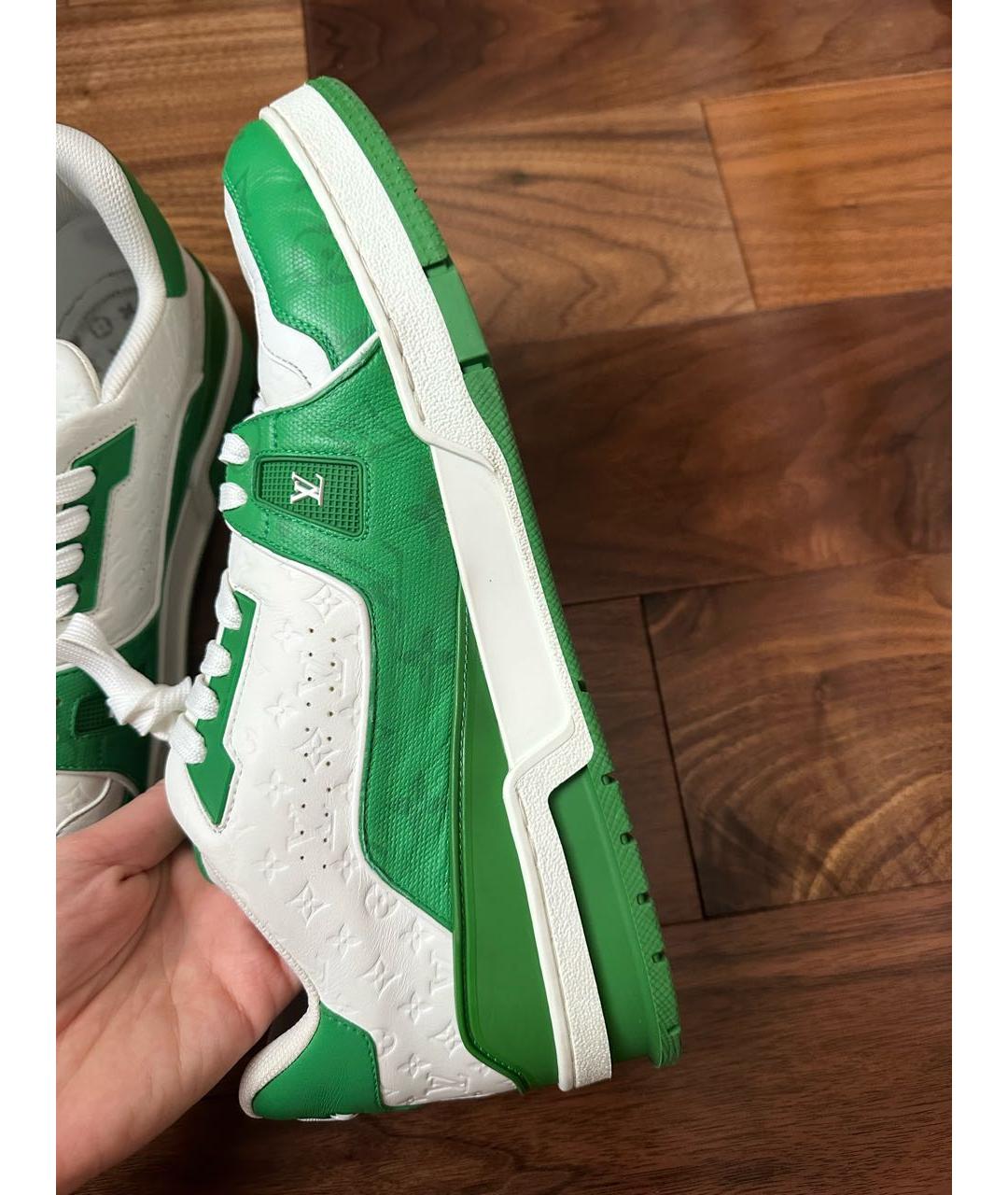 LOUIS VUITTON Зеленые кожаные низкие кроссовки / кеды, фото 8