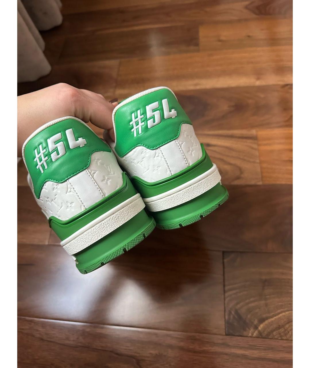 LOUIS VUITTON Зеленые кожаные низкие кроссовки / кеды, фото 6