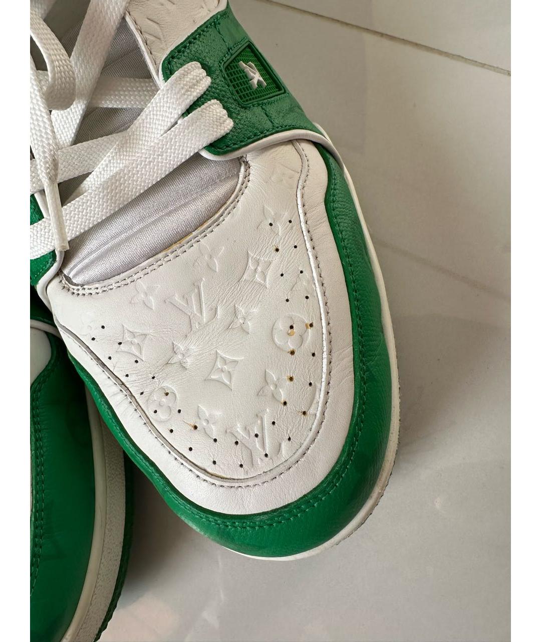 LOUIS VUITTON Зеленые кожаные низкие кроссовки / кеды, фото 2