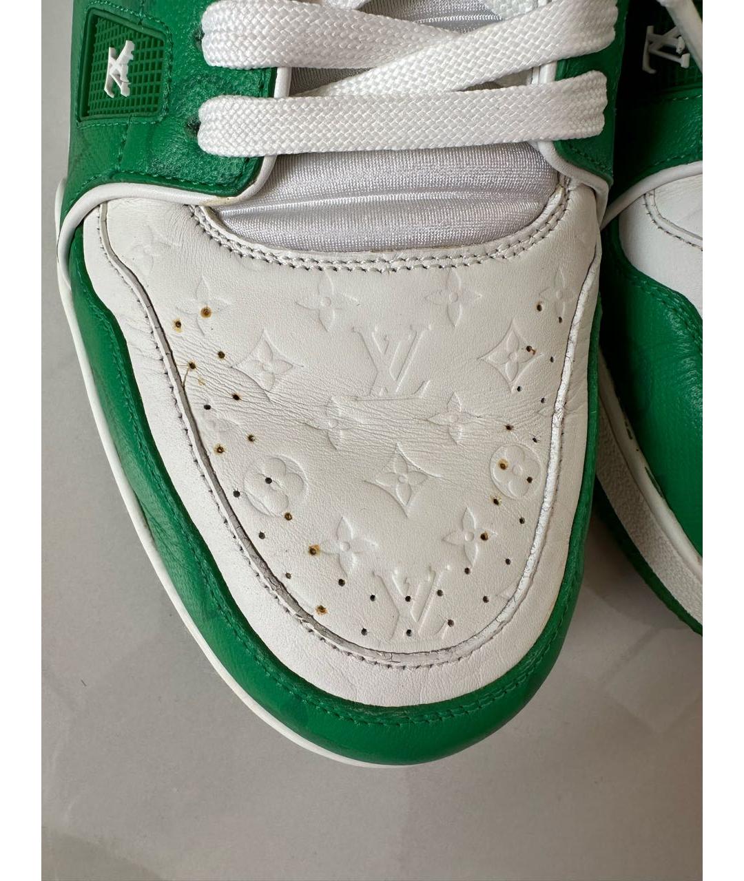 LOUIS VUITTON Зеленые кожаные низкие кроссовки / кеды, фото 3