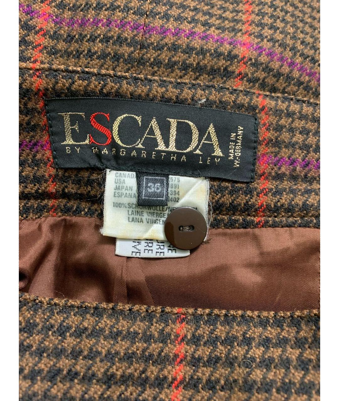 ESCADA Коричневая шерстяная юбка миди, фото 3