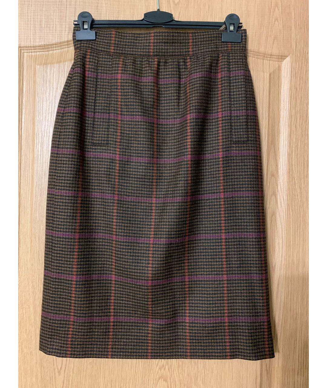 ESCADA Коричневая шерстяная юбка миди, фото 6