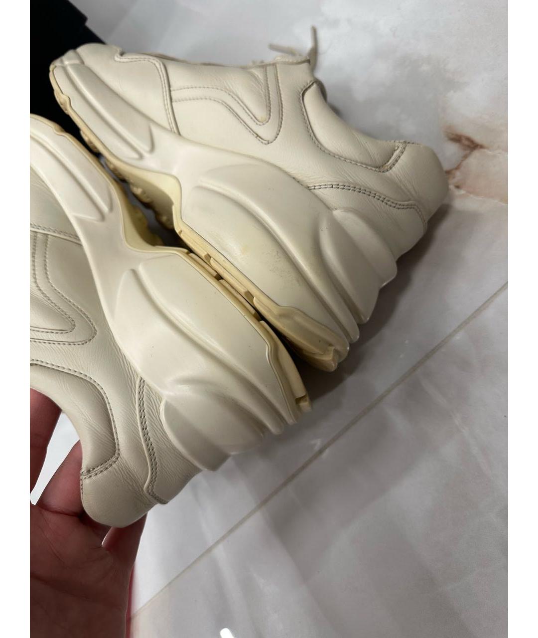 GUCCI Бежевые кожаные кроссовки, фото 6