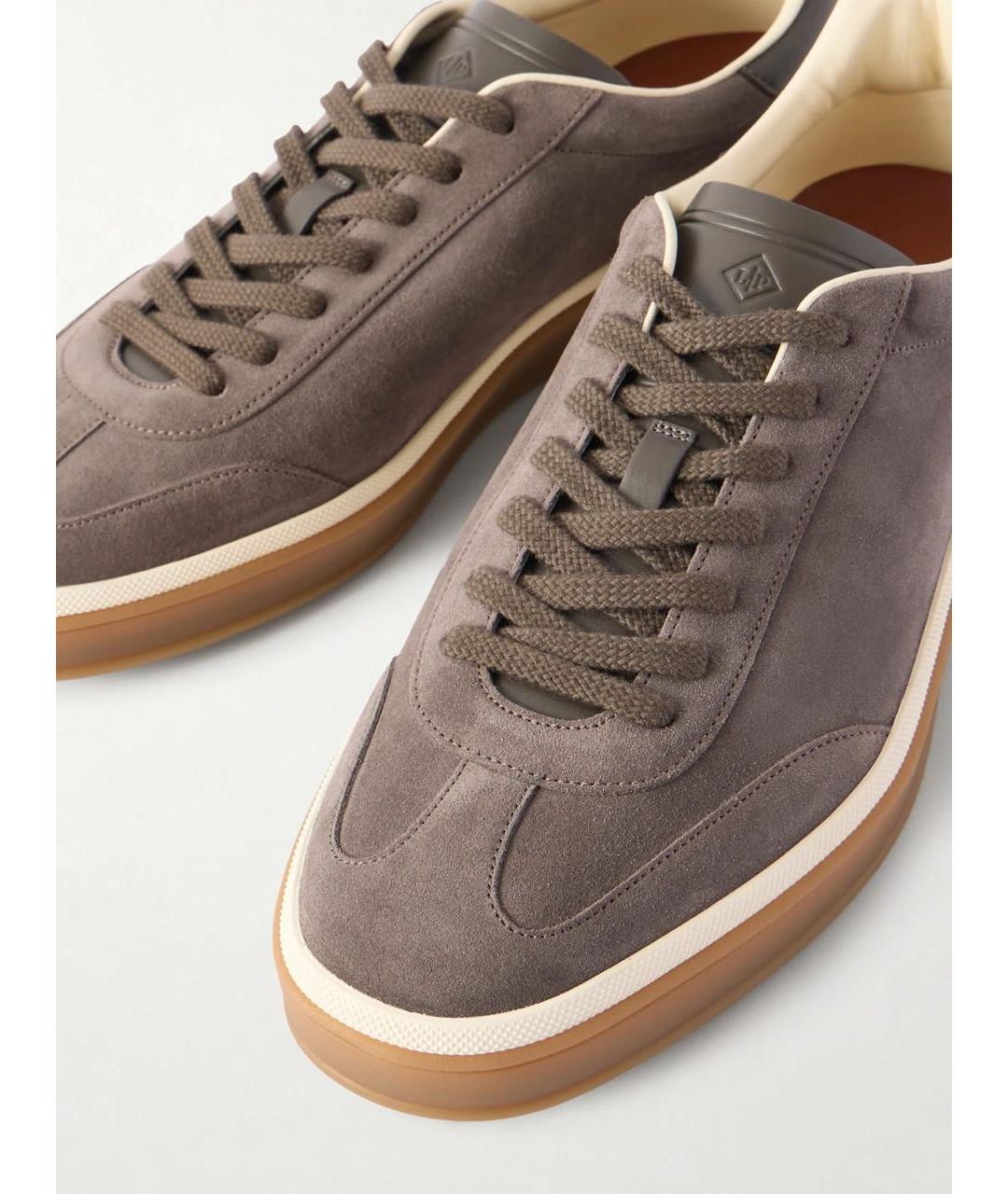 LORO PIANA Серые замшевые низкие кроссовки / кеды, фото 2