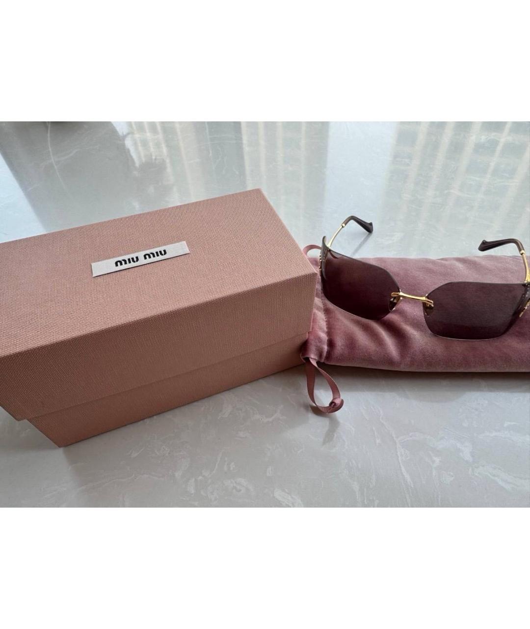 MIU MIU Золотые металлические солнцезащитные очки, фото 3