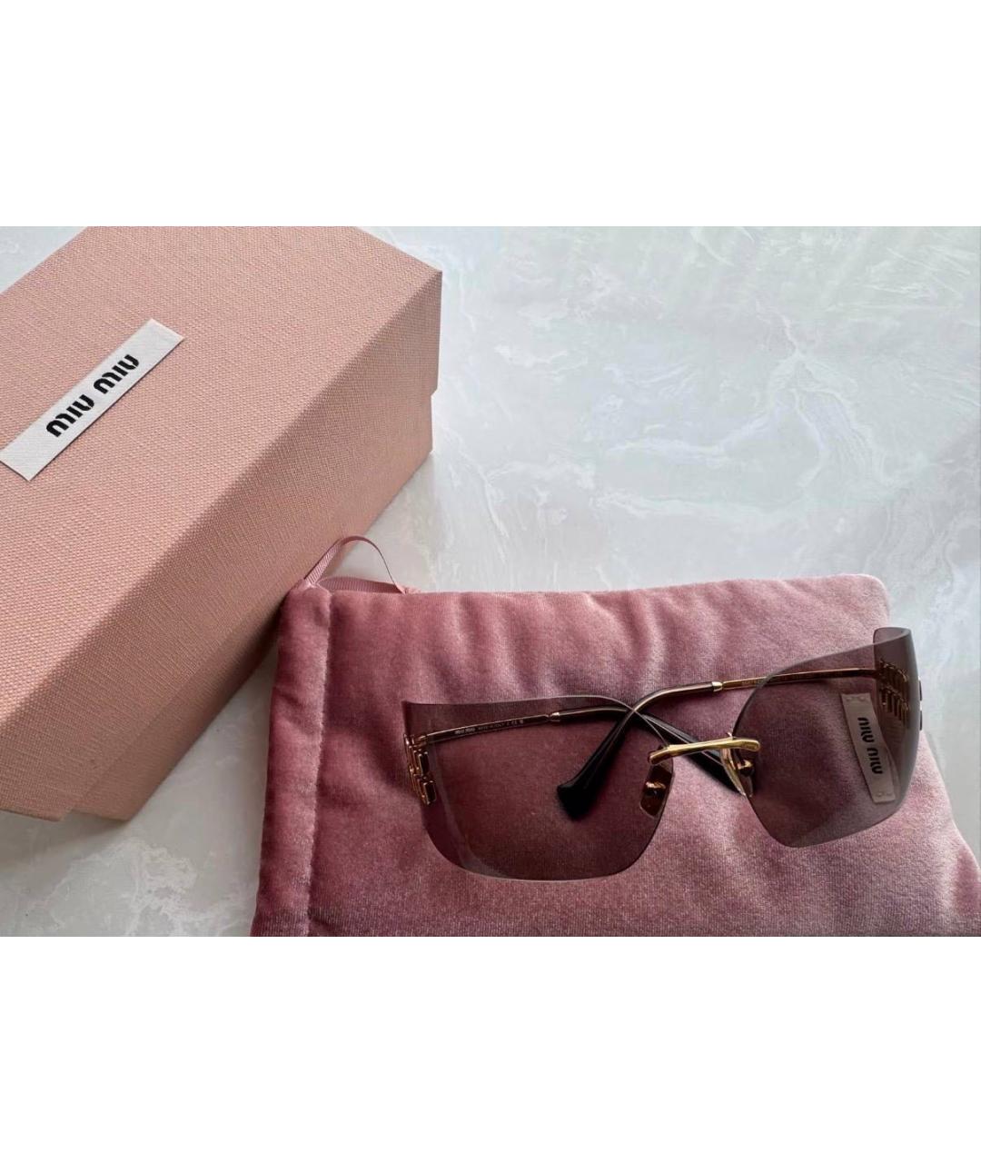 MIU MIU Золотые металлические солнцезащитные очки, фото 2