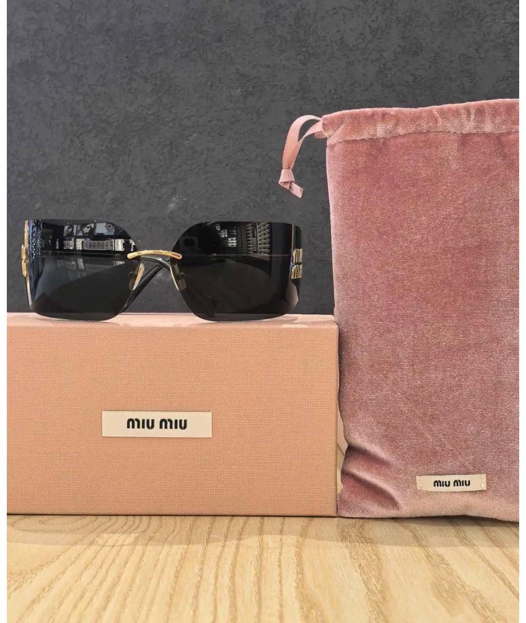 MIU MIU Золотые металлические солнцезащитные очки, фото 3