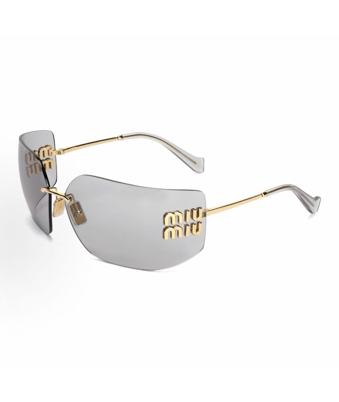 MIU MIU Золотые металлические солнцезащитные очки, фото 4