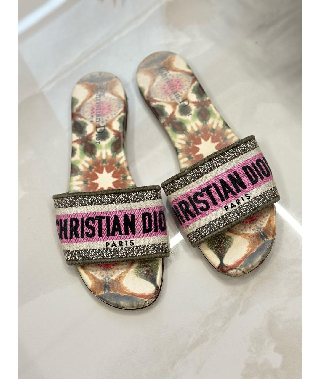 CHRISTIAN DIOR Мульти текстильные шлепанцы, фото 2