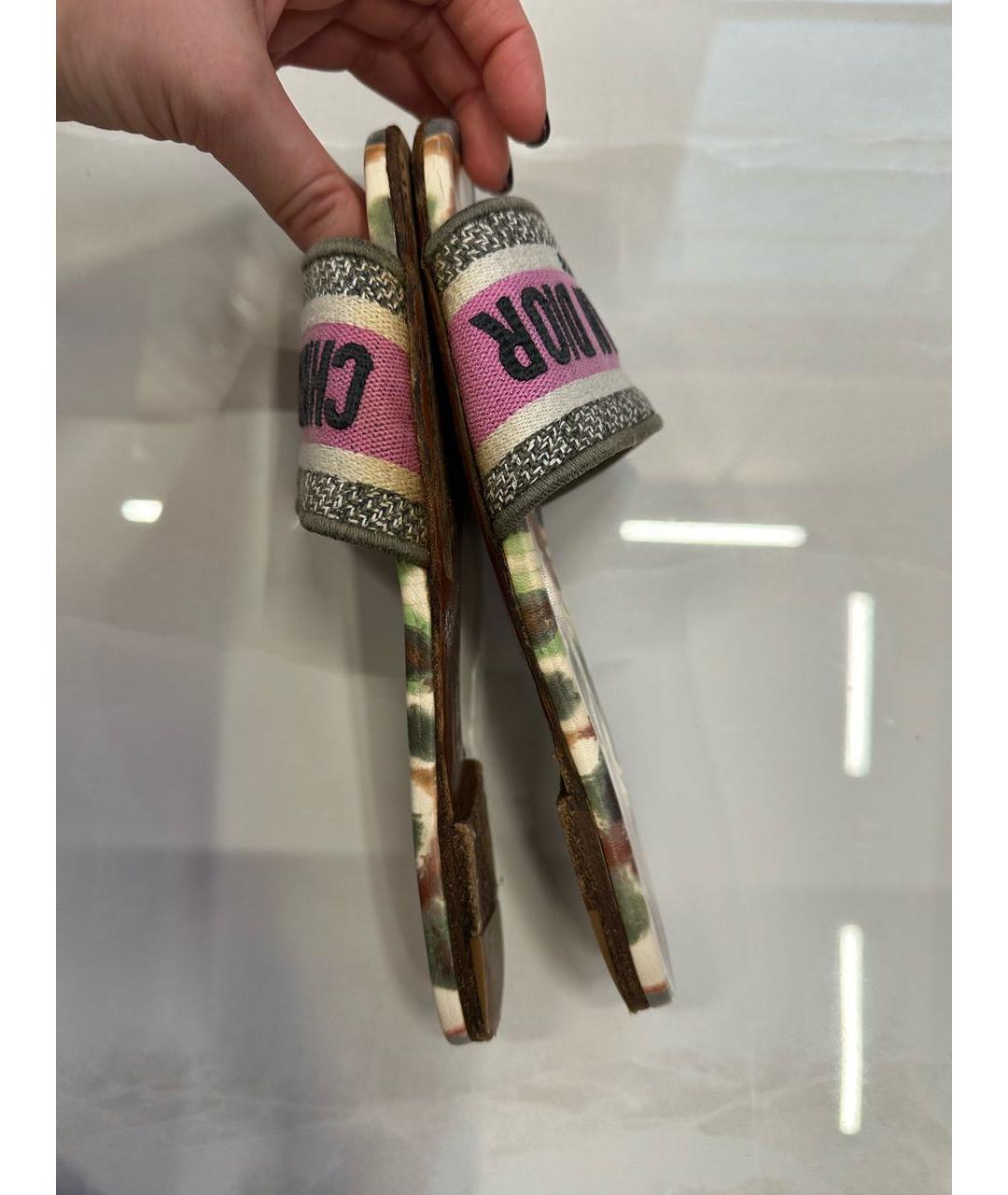 CHRISTIAN DIOR Мульти текстильные шлепанцы, фото 8