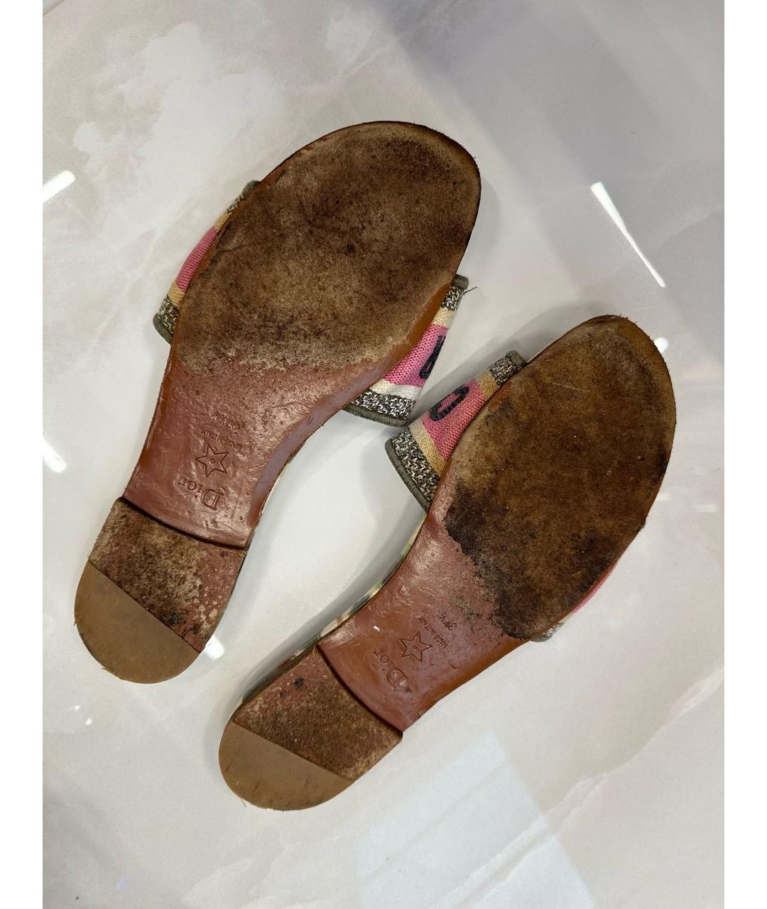 CHRISTIAN DIOR Мульти текстильные шлепанцы, фото 7